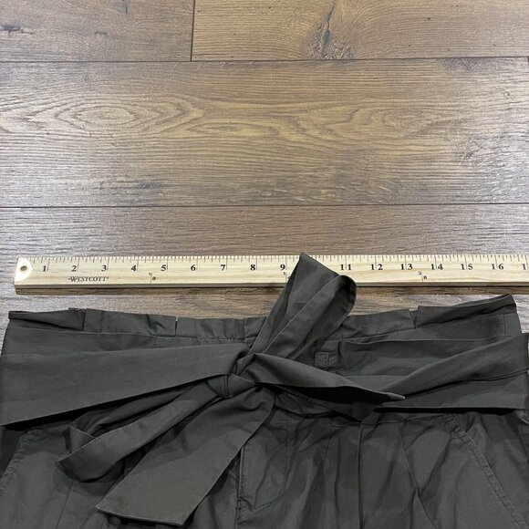 Anthropologie Cartonnier Pants Womens Green Pleated Belted Tie Waist Cuffed Crop - Picture 11 of 14